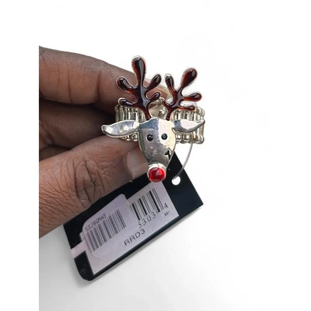 Reindeer Ring NWT Rudolph Red Nose Stretch Band Christmas Lover Holiday Party OS